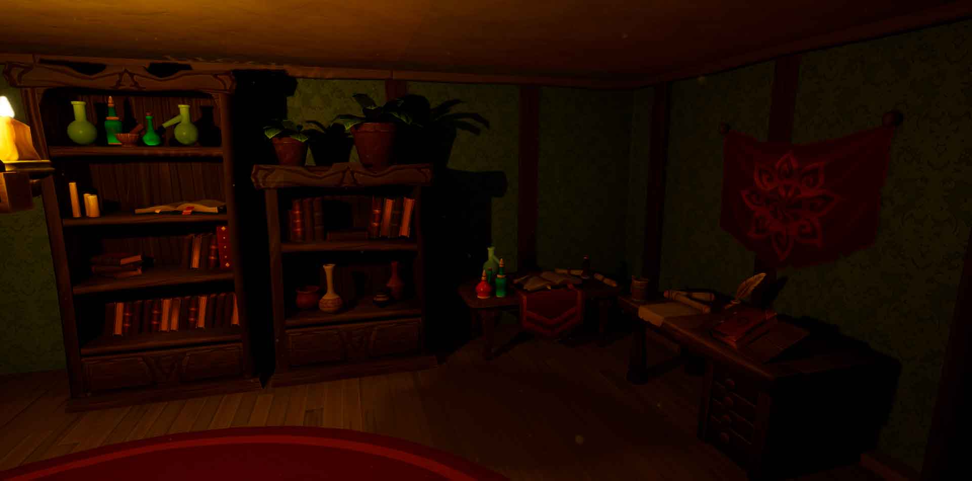 A background image showing a forest with colored trees and a water stream, we can imagine some magic animals roaming around there...